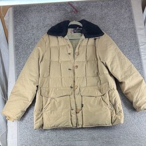 Vintage 10X Down Filled Jacket USA Made Tan Quilted Western Outdoor Coat Mens XL